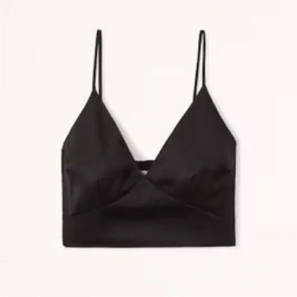 Abercrombie black 2 piece satin set. Cropped v neck top and trousers. - Picture 3 of 8